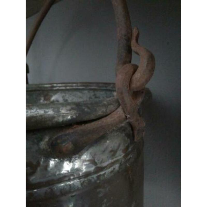 Koperen oud brocante keteltje ketel met hengsel *Etage3*