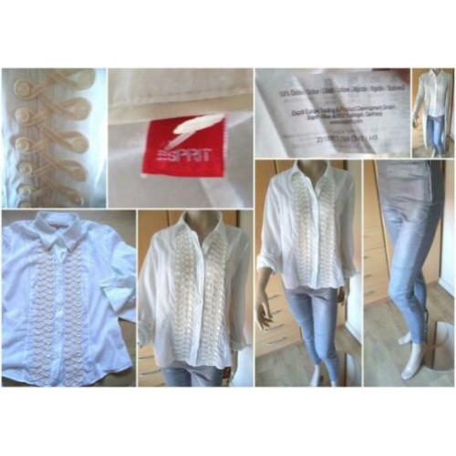 ESPRIT witte blouse met sierbandjes L