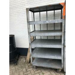 Vintage eierrek industriële kast keukenrek stoere vakkenkast