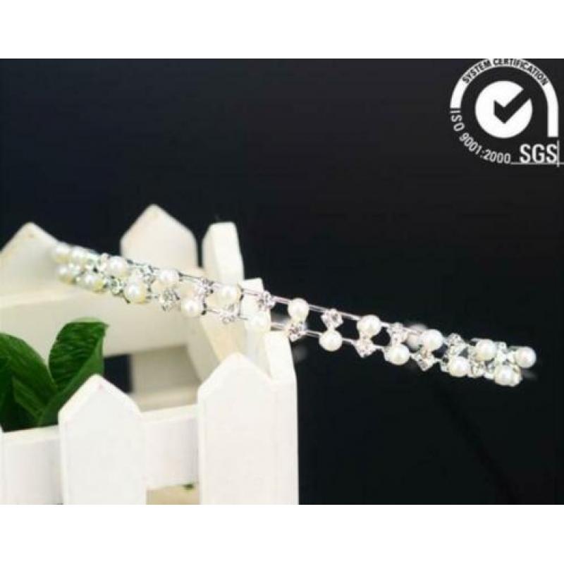 Prachtige Strass Kristal parel druppels Diadeem haarband