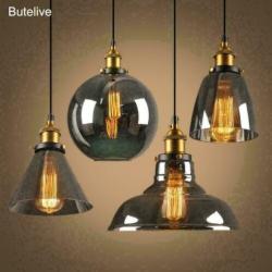 Vintage hanglampen Glas Pendant Industrieel Smoky Grey