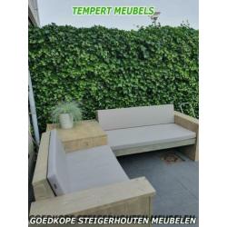 Strakke steigerhouten loungebank / Lounge hoekbank.