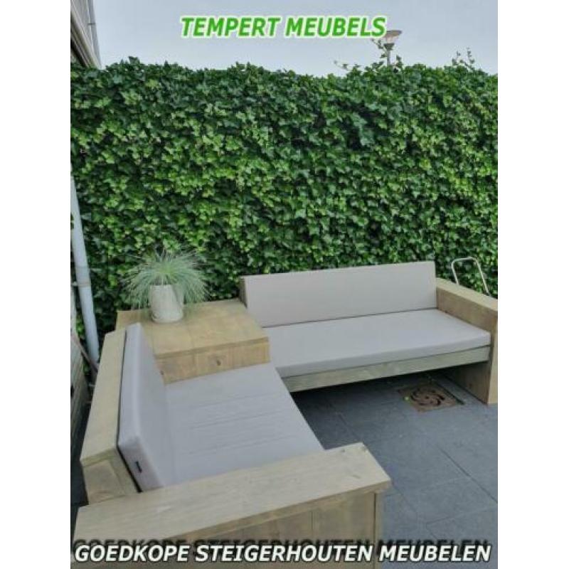 Strakke steigerhouten loungebank / Lounge hoekbank.