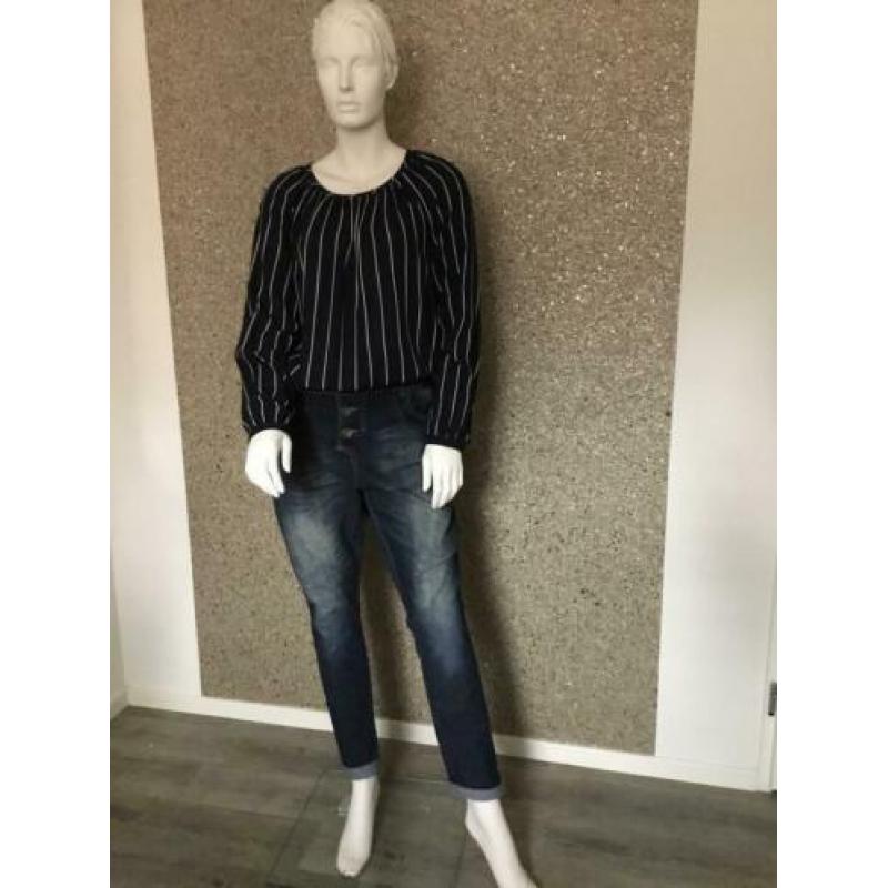 Trendy blauw/ witte top