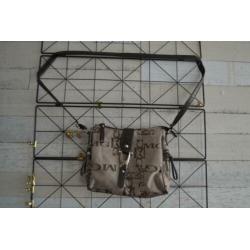 beige met bruine tas en lang hengsel - js804