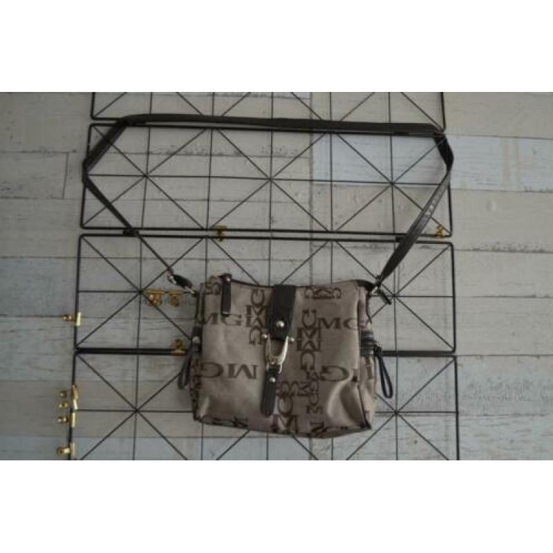 beige met bruine tas en lang hengsel - js804