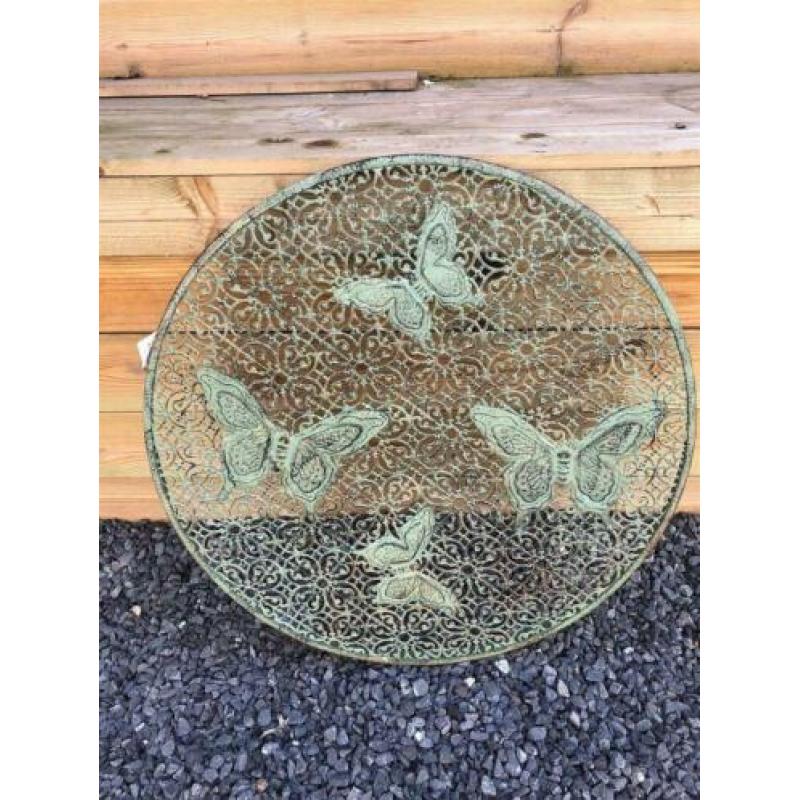 Wandornament-metaal-groen-vlinder-rek, rond- mooi