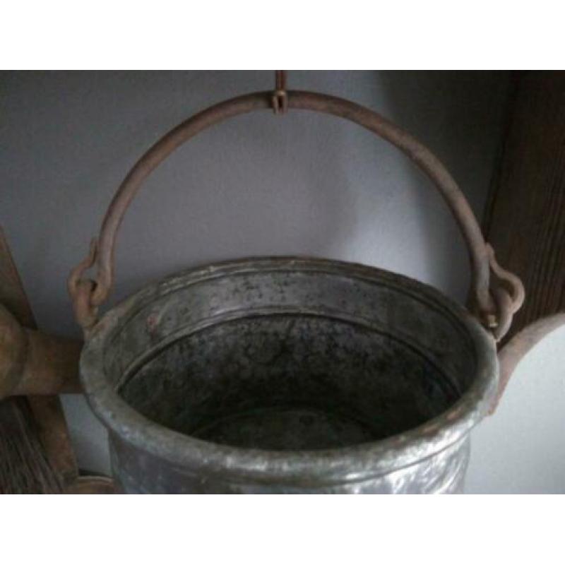 Koperen oud brocante keteltje ketel met hengsel *Etage3*