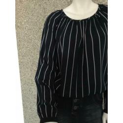Trendy blauw/ witte top