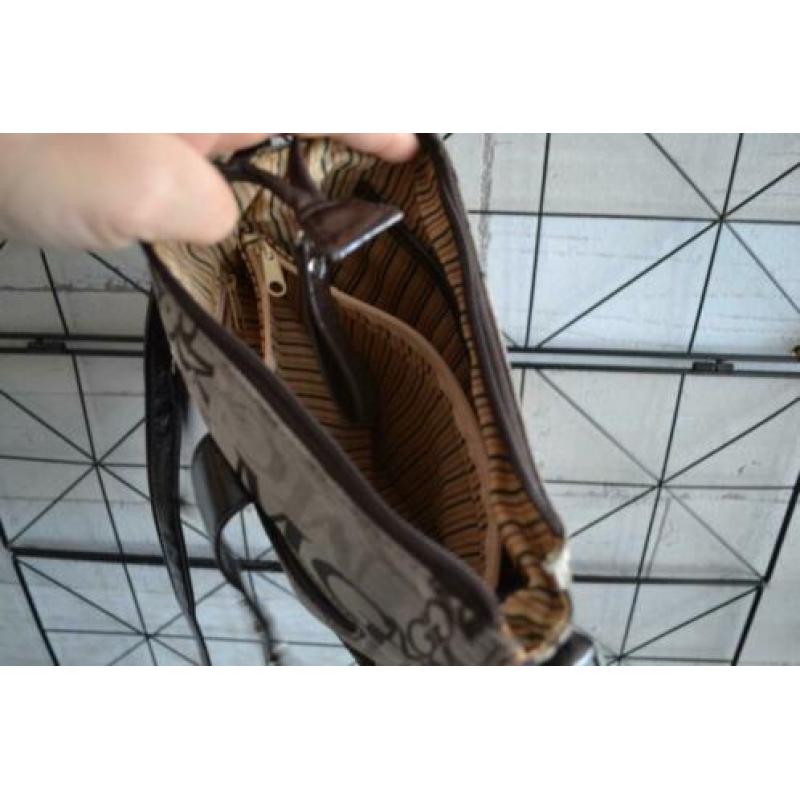 beige met bruine tas en lang hengsel - js804