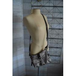beige met bruine tas en lang hengsel - js804