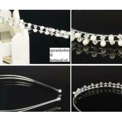 Prachtige Strass Kristal parel druppels Diadeem haarband