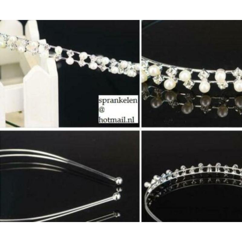 Prachtige Strass Kristal parel druppels Diadeem haarband