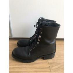 Zwarte leren veterlaarsjes boots maat 41