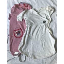 2 slaapzakken puckababy piep 0- 3 maanden / 56 / roze en wit