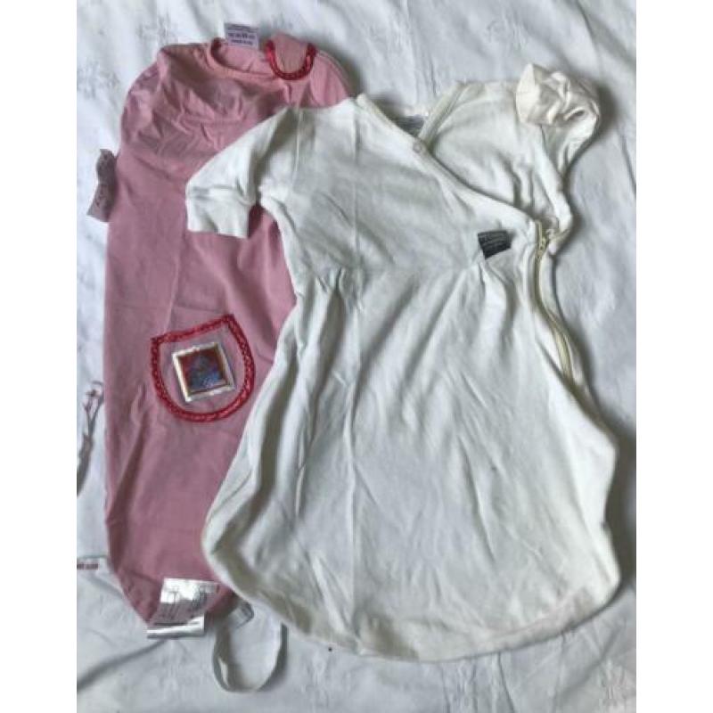 2 slaapzakken puckababy piep 0- 3 maanden / 56 / roze en wit