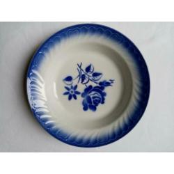 Franse Retro Vintage Brocante grote schaal blauwe bloem