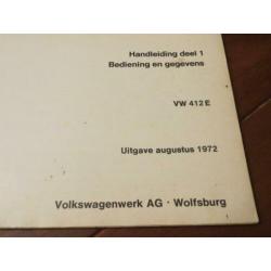Instructieboek Volkswagen 412 E, VW 412 E Variant 1972