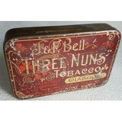 Reclameblik J&F Bell THREE NUNS Tobacco Glasgow 'None Nicer'