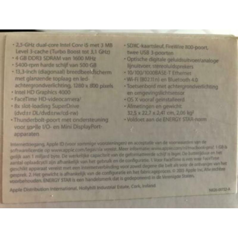 Macbook pro 13.3 inch model 2012 (NIEUW gekocht in 2016!!)
