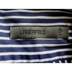 Blauw gestreept overhemd met korte mouwen van Lagerfeld