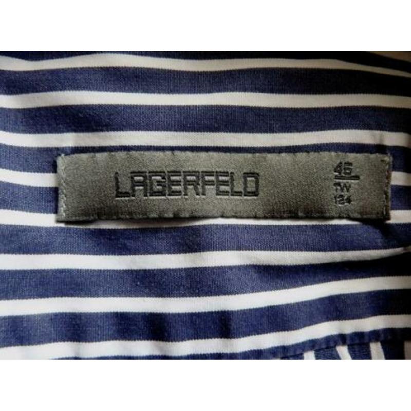 Blauw gestreept overhemd met korte mouwen van Lagerfeld