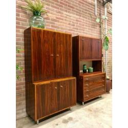 2 x vintage kasten Dutch Design Slotboom retro palissander