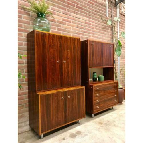 2 x vintage kasten Dutch Design Slotboom retro palissander