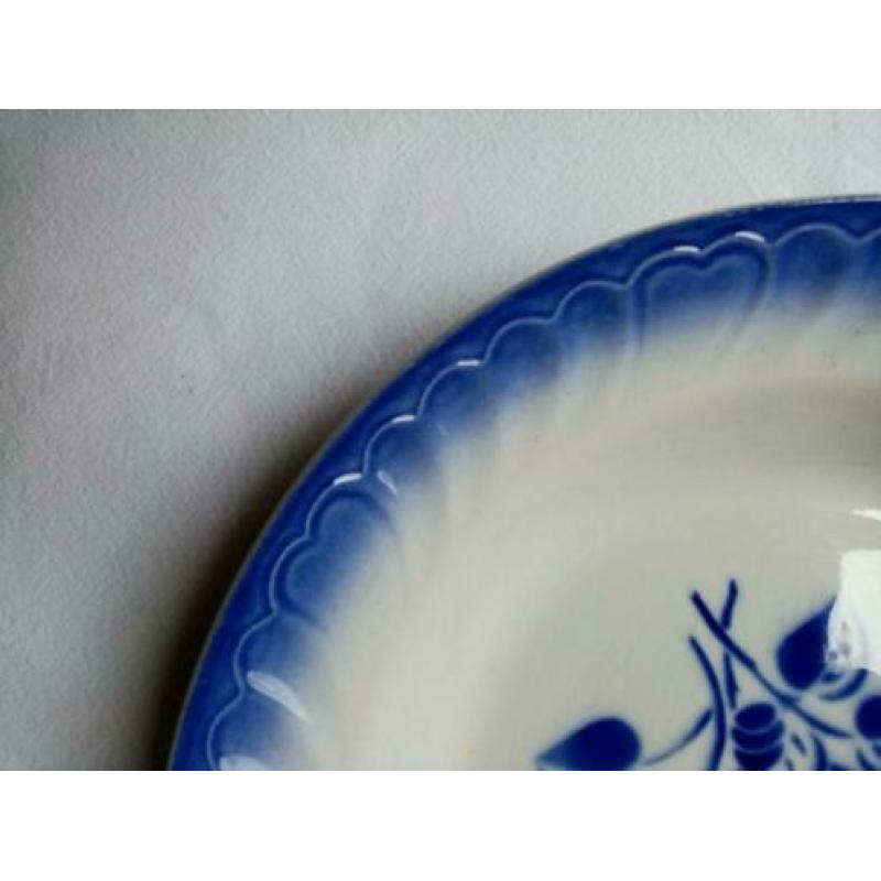 Franse Retro Vintage Brocante grote schaal blauwe bloem