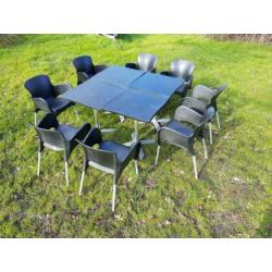 Terras set. Opklapbaar stapelbaar meerdere sets aanwezig