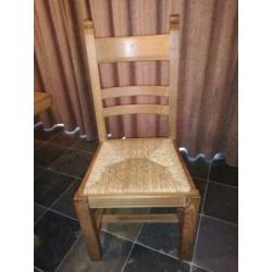 Zwaar massief eiken eettafelset met 6 stoelen