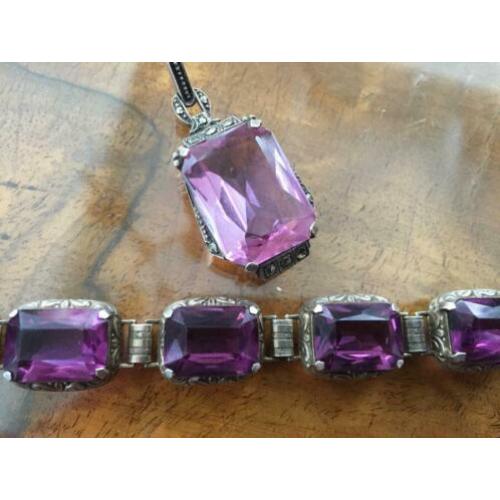 Zilveren orginele art deco sieraden met amethist