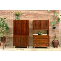 2 x vintage kasten Dutch Design Slotboom retro palissander