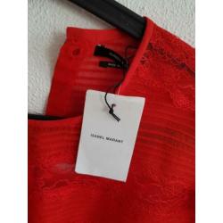 nieuw met kaartje ISABEL MARANT rood blousje kant, zijde