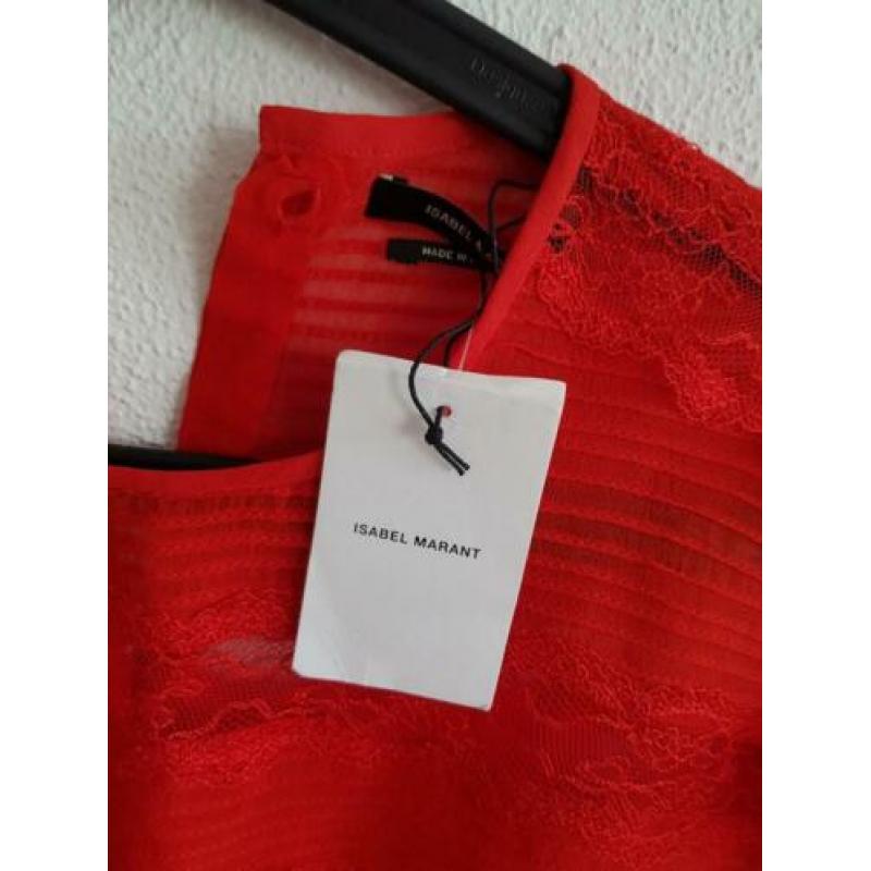 nieuw met kaartje ISABEL MARANT rood blousje kant, zijde