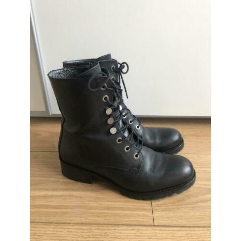 Zwarte leren veterlaarsjes boots maat 41