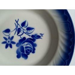 Franse Retro Vintage Brocante grote schaal blauwe bloem