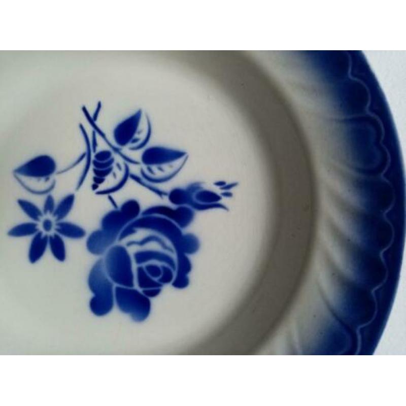 Franse Retro Vintage Brocante grote schaal blauwe bloem