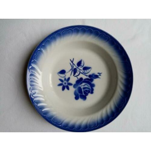 Franse Retro Vintage Brocante grote schaal blauwe bloem