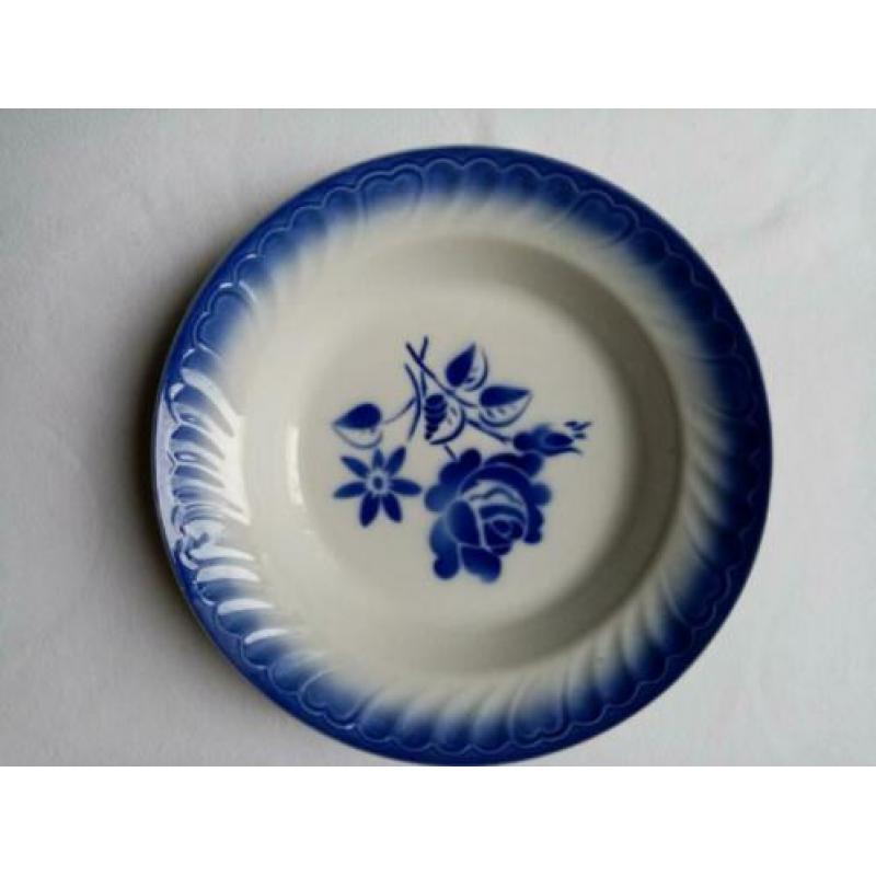 Franse Retro Vintage Brocante grote schaal blauwe bloem