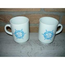 2 Mokken /Bekers met Scheepstuur (Stuurrad Boot Schip Stuur)