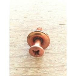 ROODKOPEREN SCHROEF MET ROZET ( 2,5 cm lang )
