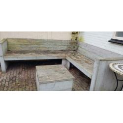 Lounge bank van steiger hout, white wash