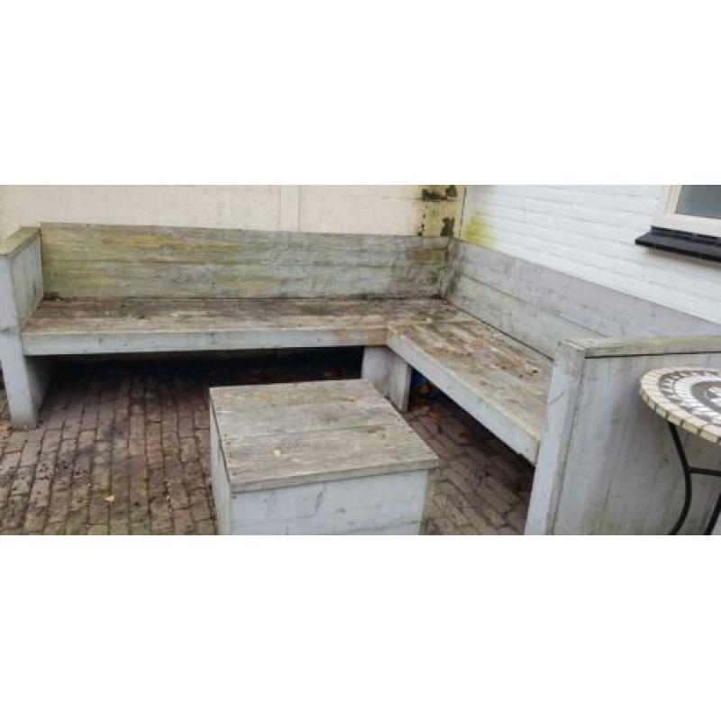 Lounge bank van steiger hout, white wash