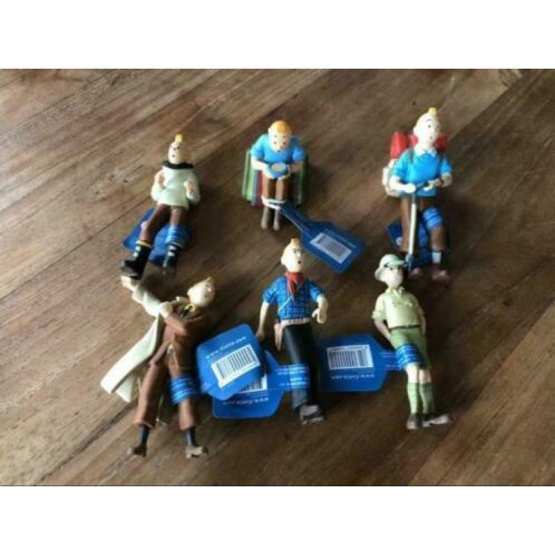 Kuifje/tintin 6 beeldjes poppetjes figuurtjes 8/9cm