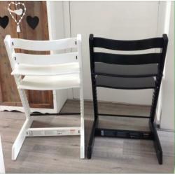 Zwarte met Witte Stokke COMPLEET Newborn tripp trapp stoel