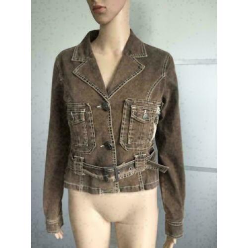 B615 GEISHA jas jasje bruin spijkerjasje jeans Maat S=36