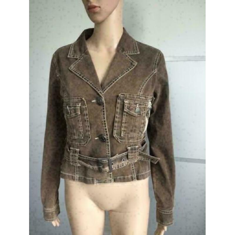 B615 GEISHA jas jasje bruin spijkerjasje jeans Maat S=36