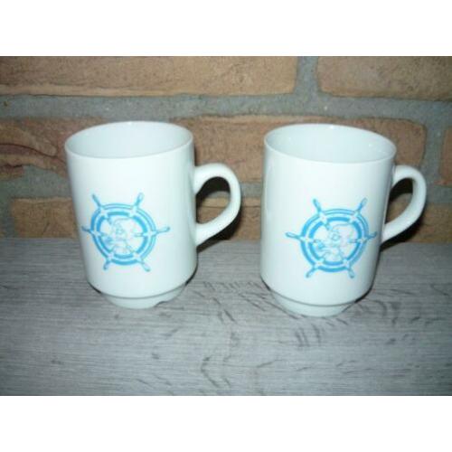 2 Mokken /Bekers met Scheepstuur (Stuurrad Boot Schip Stuur)