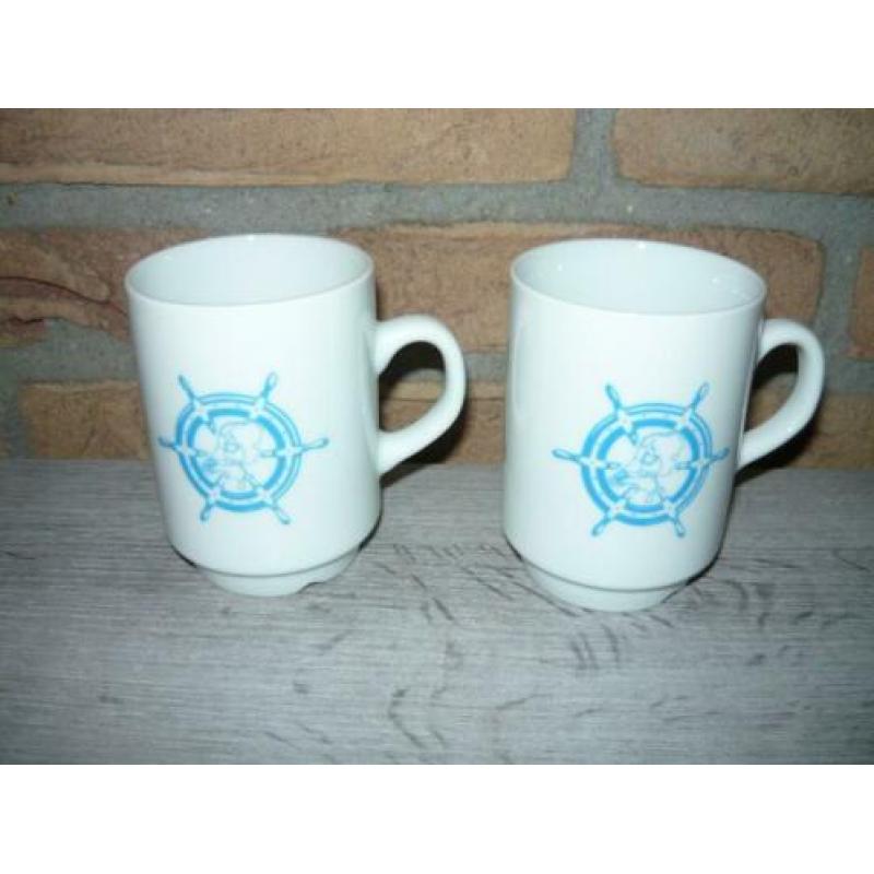 2 Mokken /Bekers met Scheepstuur (Stuurrad Boot Schip Stuur)